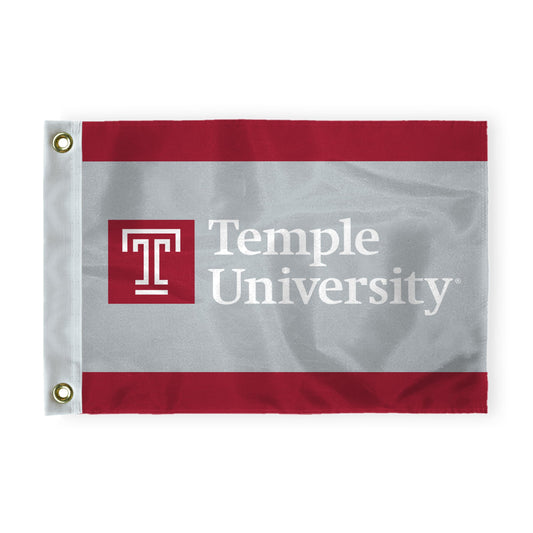AGAS Temple University T Logo and Text Golf Flag 6 x 8 inch – Single Sided Printed Nylon – Officially Licensed NCAA Product – Temple Owls Golf Course Flag with Canvas Header, Brass Grommets and Reinforced Stitched Edges