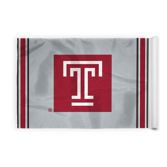 AGAS Temple University T Logo Golf Flag 14 x 20 inch – Single Sided Printed Nylon – Officially Licensed NCAA Product – Temple Owls Golf Flag with Plastic Tube Insert and Reinforced Stitched Edges