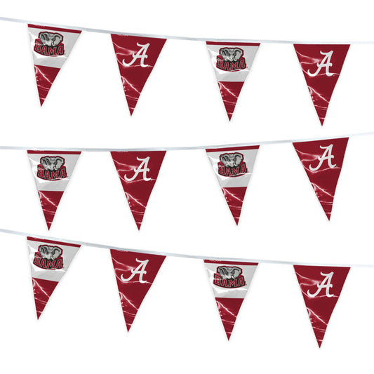 AGAS Alabama University Crimson Tide Decor 15 Foot Long String, Bama Triangle Flag Bunting Decorations, Team Logos & Big Al for Tailgates, Graduation, Birthdays, Dorm - NCAA Officially Licensed