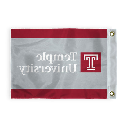 AGAS Temple University T Logo and Text Golf Flag 14 x 20 inch – Single Sided Printed Nylon – Officially Licensed NCAA Product – Temple Owls Golf Course Flag with Brass Grommets, Canvas Header and Reinforced Stitched Edges