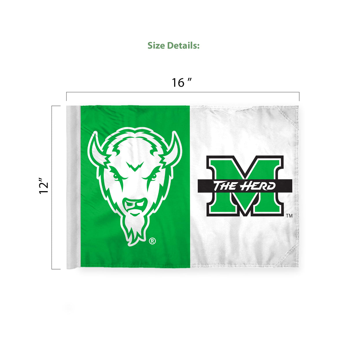 Marshall University Economy Car Flag 12 x 16 inch