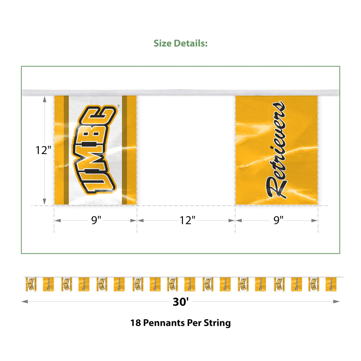 University of Maryland Baltimore County Rectangle Pennant String 9 x 12 inch