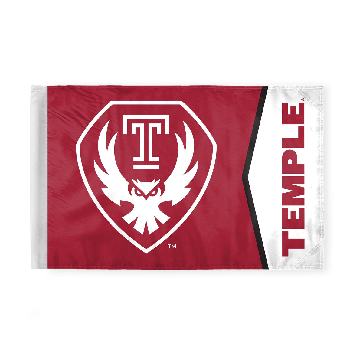 AGAS Temple Owls Logo and Temple Text Motorcycle Flag 6 x 9 inch – Single Sided Printed Polyester with Bleed Through – Officially Licensed NCAA Product – Temple University Bike Flag with 0.75 inch Canvas Sleeve and Reinforced Stitching – No Pole Incl