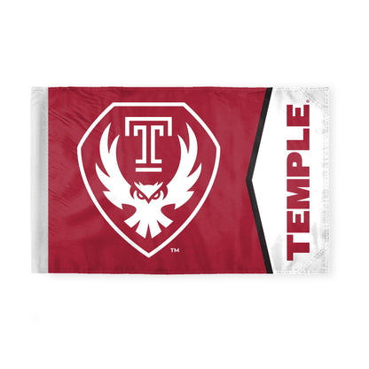 AGAS Temple Owls Logo and Temple Text Motorcycle Flag 6 x 9 inch – Single Sided Printed Polyester with Bleed Through – Officially Licensed NCAA Product – Temple University Bike Flag with 0.75 inch Canvas Sleeve and Reinforced Stitching – No Pole Incl