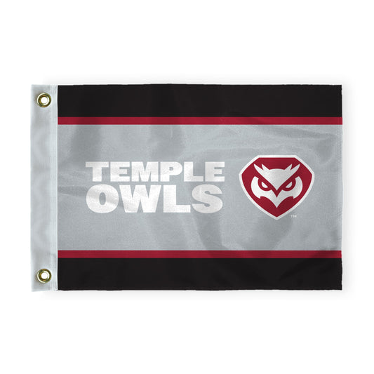 AGAS Temple Owls Wordmark Logo Golf Flag 6 x 8 inch – Single Sided Printed Nylon – Officially Licensed NCAA Product – Temple University Golf Course Flag with Canvas Header, Brass Grommets and Reinforced Stitched Edges