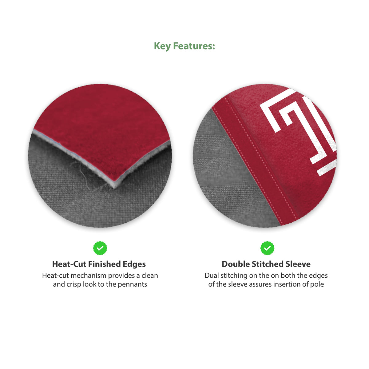AGAS Temple University T Logo and Text Felt Pennant 9 x 24 inch – Single Sided Printed Acrylic Stiff Felt – Officially Licensed NCAA Product – Temple Owls Wall Pennant with 1 inch Header and Heat Cut Edges Individually Bagged