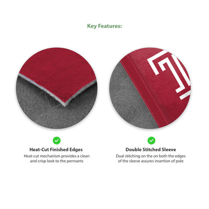 AGAS Temple University T Logo and Text Felt Pennant 9 x 24 inch – Single Sided Printed Acrylic Stiff Felt – Officially Licensed NCAA Product – Temple Owls Wall Pennant with 1 inch Header and Heat Cut Edges Individually Bagged