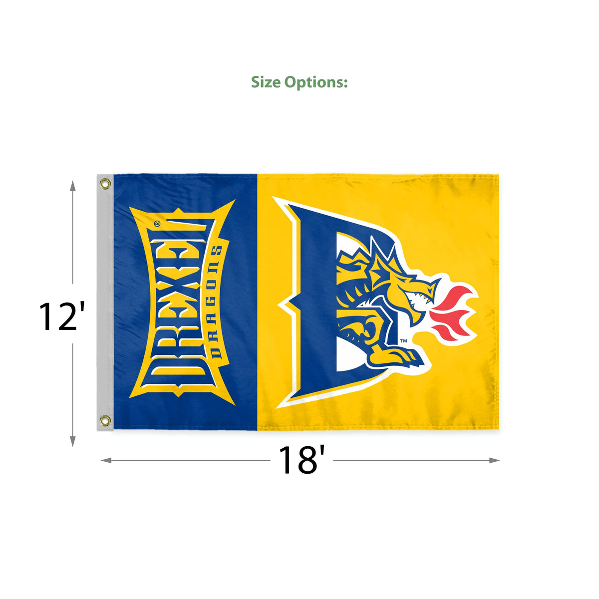 AGAS Drexel DU Dragons Boat Mini Flag 12x18 Inch Single-Reverse Printed Polyester with Brass Grommets - Dragons Nautical Flag