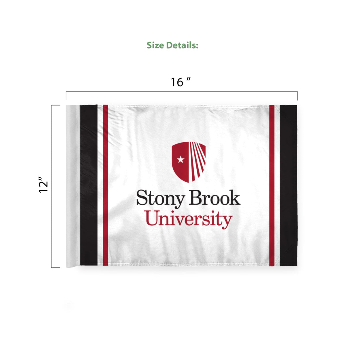 AGAS Stony Brook University Economy Car Flag 12 x 16 inch – Single Sided Printed Polyester Stony Brook Seawolves Flag – Official NCAA SBU Product – Vehicle Mount with 17 inch Flex Pole and Closed Top Sleeve