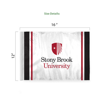 AGAS Stony Brook University Economy Car Flag 12 x 16 inch – Single Sided Printed Polyester Stony Brook Seawolves Flag – Official NCAA SBU Product – Vehicle Mount with 17 inch Flex Pole and Closed Top Sleeve