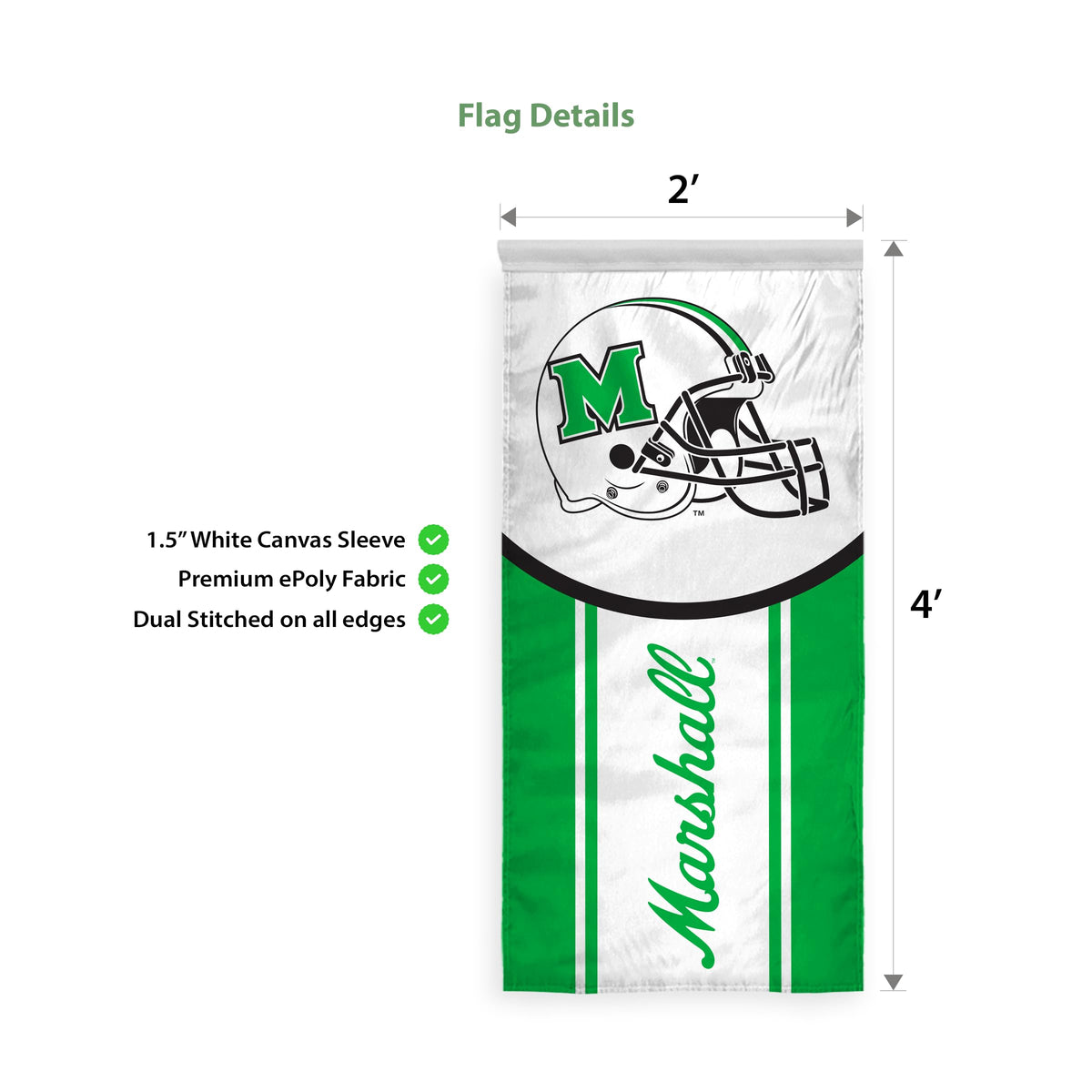 Marshall University Vertical Banner 2 x 4 ft