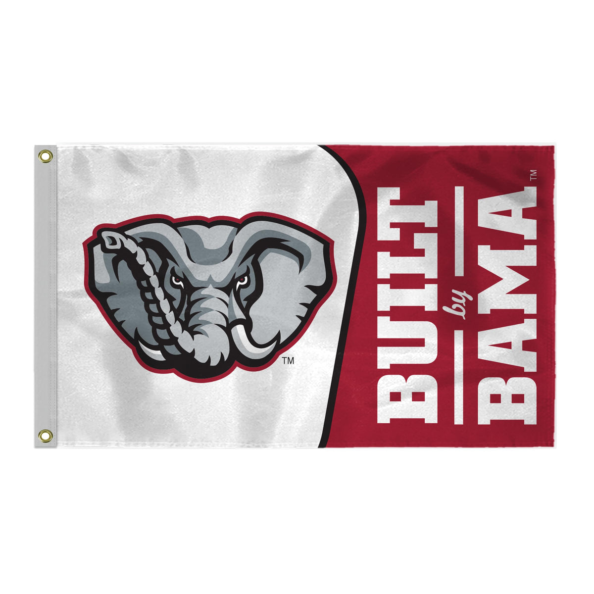 AGAS NCAA Alabama University Crimson Tide Built by Bama Flag 3' x 5' Banner Flag Single Sided Nylon with Brass Grommets - Indoor or Outdoor - Home Décor