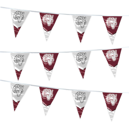 AGAS Fordham University Pennant Banner String 4 x 6 inch – 15 ft Triangle Flags Fordham Rams Banner Bronx Built Design – Single Sided Printed 9 Mil Poly – Official NCAA Product – Fordham University Party Banner with 24 Pennants