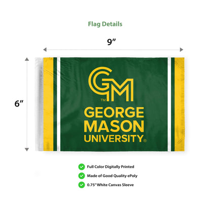 AGAS George Mason Motorcycle Flag 6 x 9 Polyester – 3/8" Pole Sleeve – Flag Only - GMU Bike Flags