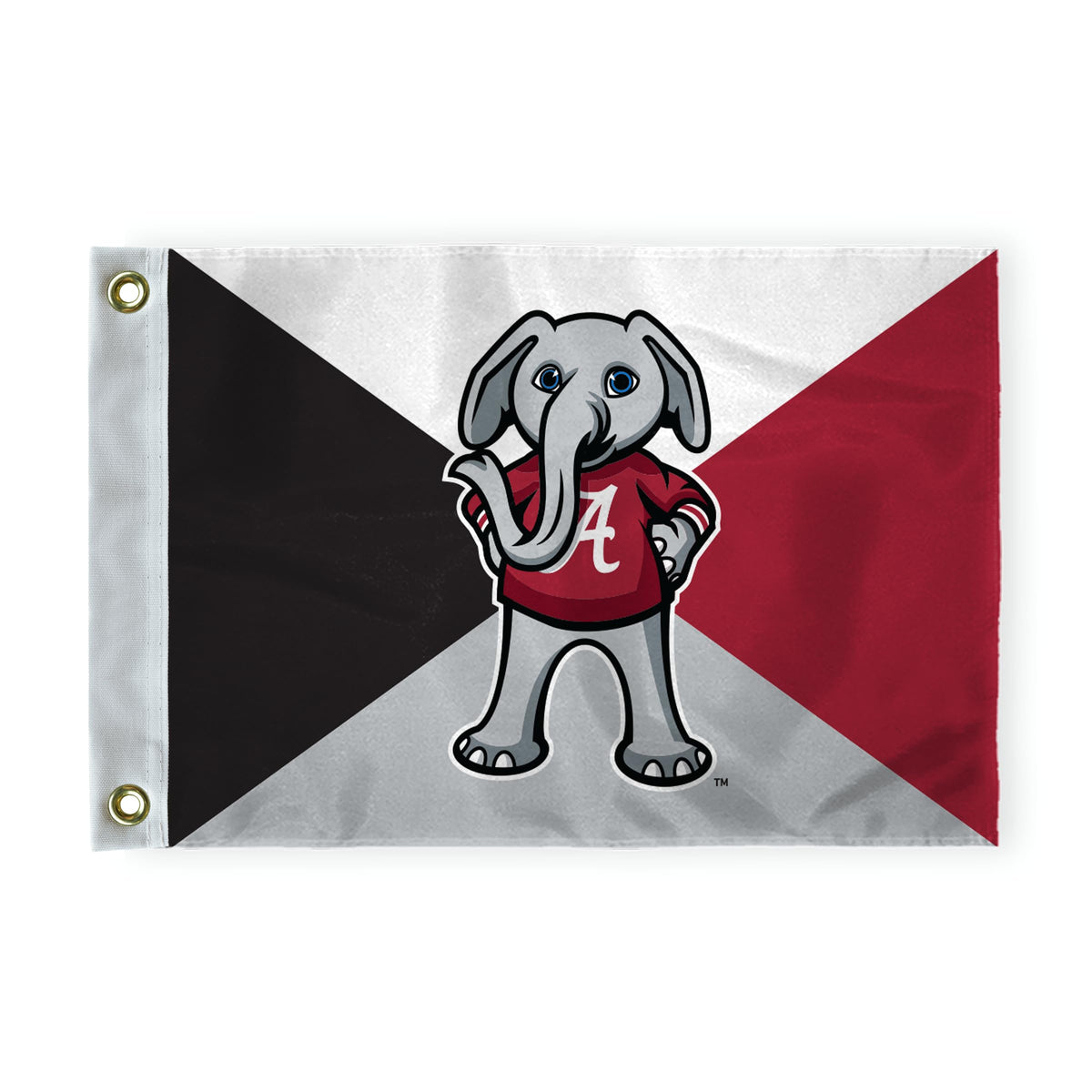 AGAS Alabama University Crimson Tide Cartoon AL Golf Pin Flags with Brass Grommets 14x20 Inch, Backyard Putting Green Flags for Yard, 200D Nylon, Canvas Header Stitched Borders
