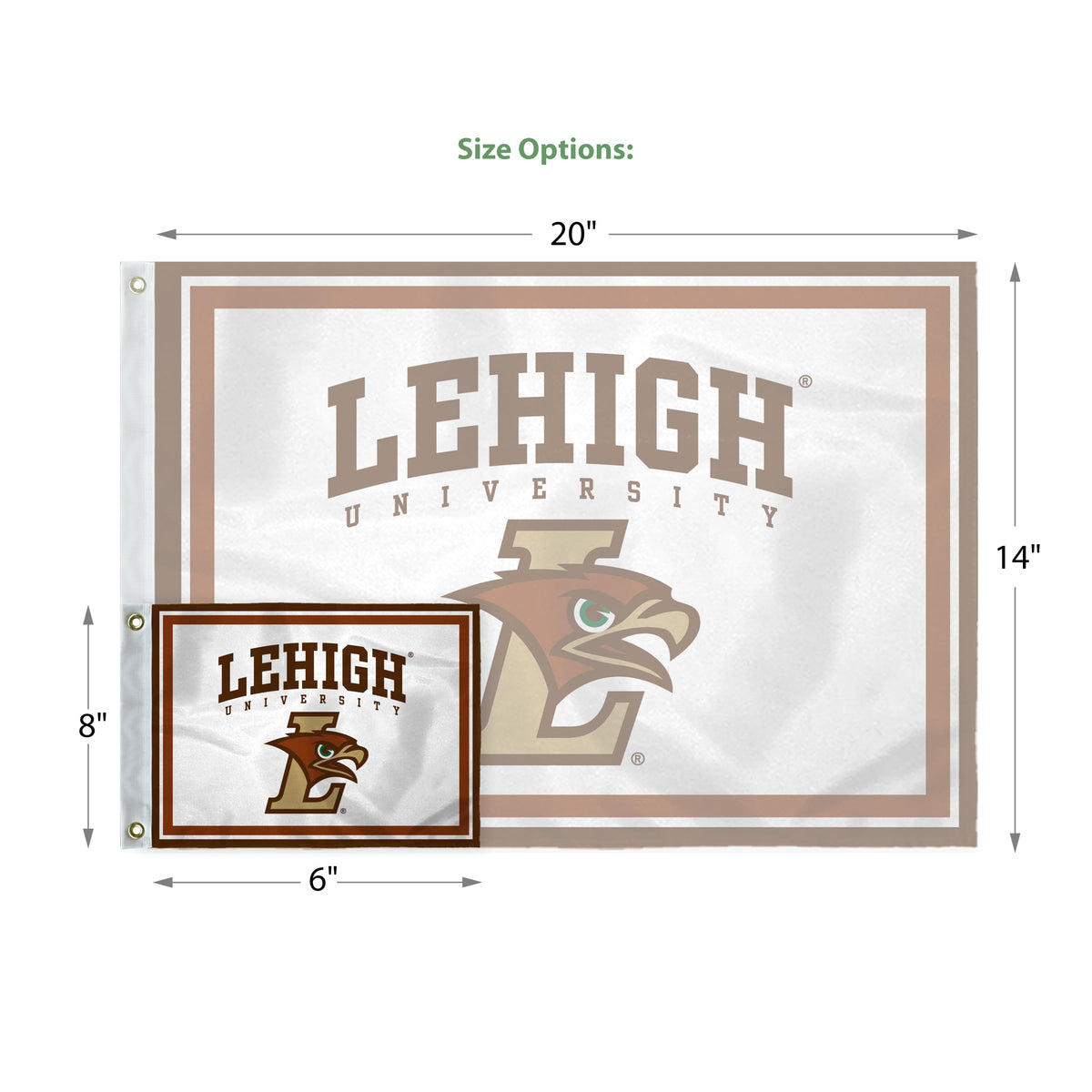 AGAS Lehigh LU University Hawks Golf Flag Grommets 14x20 inches, Waterproof Durable 200D Nylon, For Backyard Practice Mini Putting Green, Golf Courses, Country Club