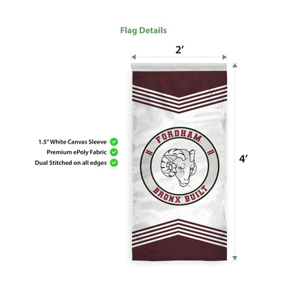 AGAS Fordham University Vertical Banner 2 x 4 ft – Single Sided Printed Polyester Fordham Rams Banner Bronx Built Ram Head Design – Official NCAA Product – Fordham University Hanging Banner with 1.5 inch Pole Sleeve and Reinforced Stitching