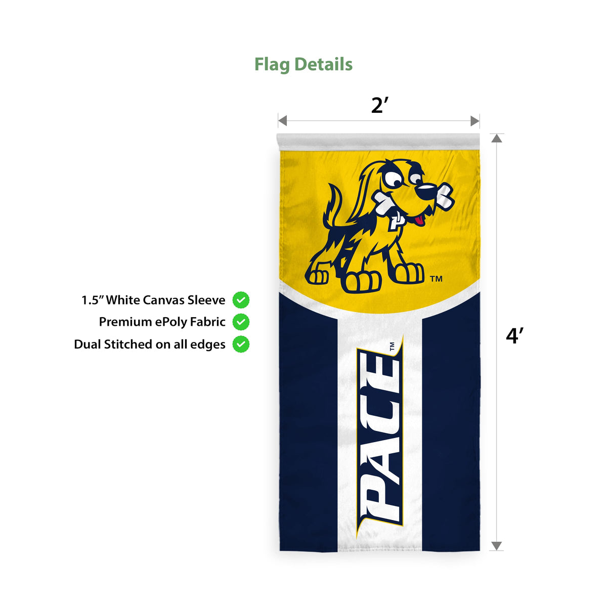 Pace University Vertical Banner 2 x 4 ft