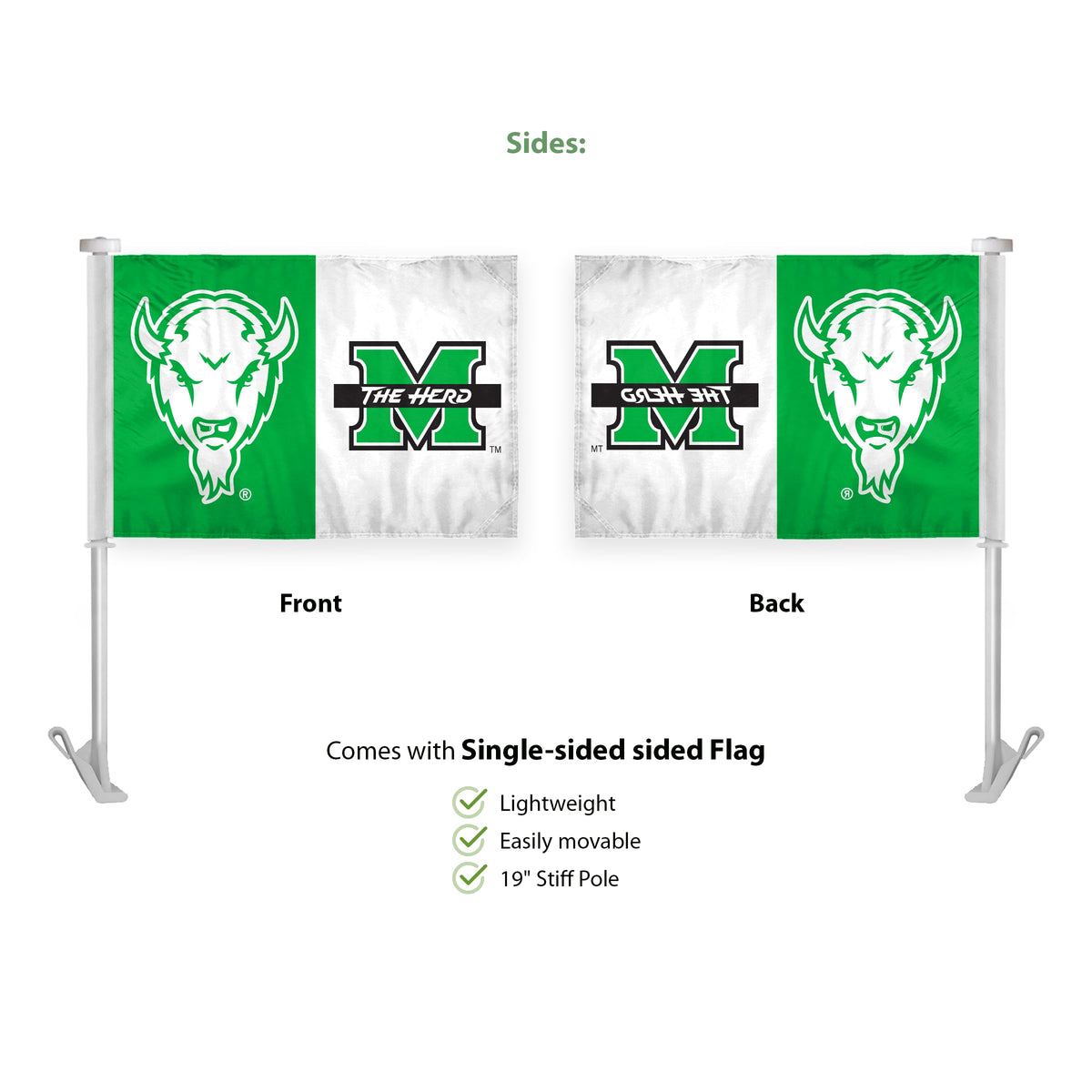 Marshall University Premium Car Flag 10.5 x 15 inch