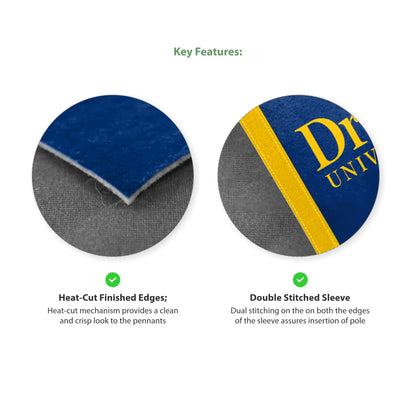 AGAS Drexel DU University Full Size Pennant Flag Banner, 12X30 inch, Rigid Felt - For Dorm, Game Room, Man Cave, Bed Room