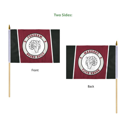 AGAS Fordham University Stick Flag 12 x 18 inch – Single Sided Printed Polyester Fordham Rams Flag Bronx Built Design – Official NCAA Product – Fordham University Hand Flag with 24 inch Wood Pole and Gold Spear Top