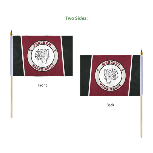 AGAS Fordham University Stick Flag 12 x 18 inch – Single Sided Printed Polyester Fordham Rams Flag Bronx Built Design – Official NCAA Product – Fordham University Hand Flag with 24 inch Wood Pole and Gold Spear Top