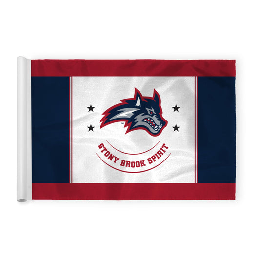 AGAS Stony Brook University Golf Flag 6 x 8 inch – Single Sided Printed Nylon Stony Brook Spirit Design – Official NCAA SBU Product – Golf Display with Plastic Tube Insert and Reinforced Stitched Edges