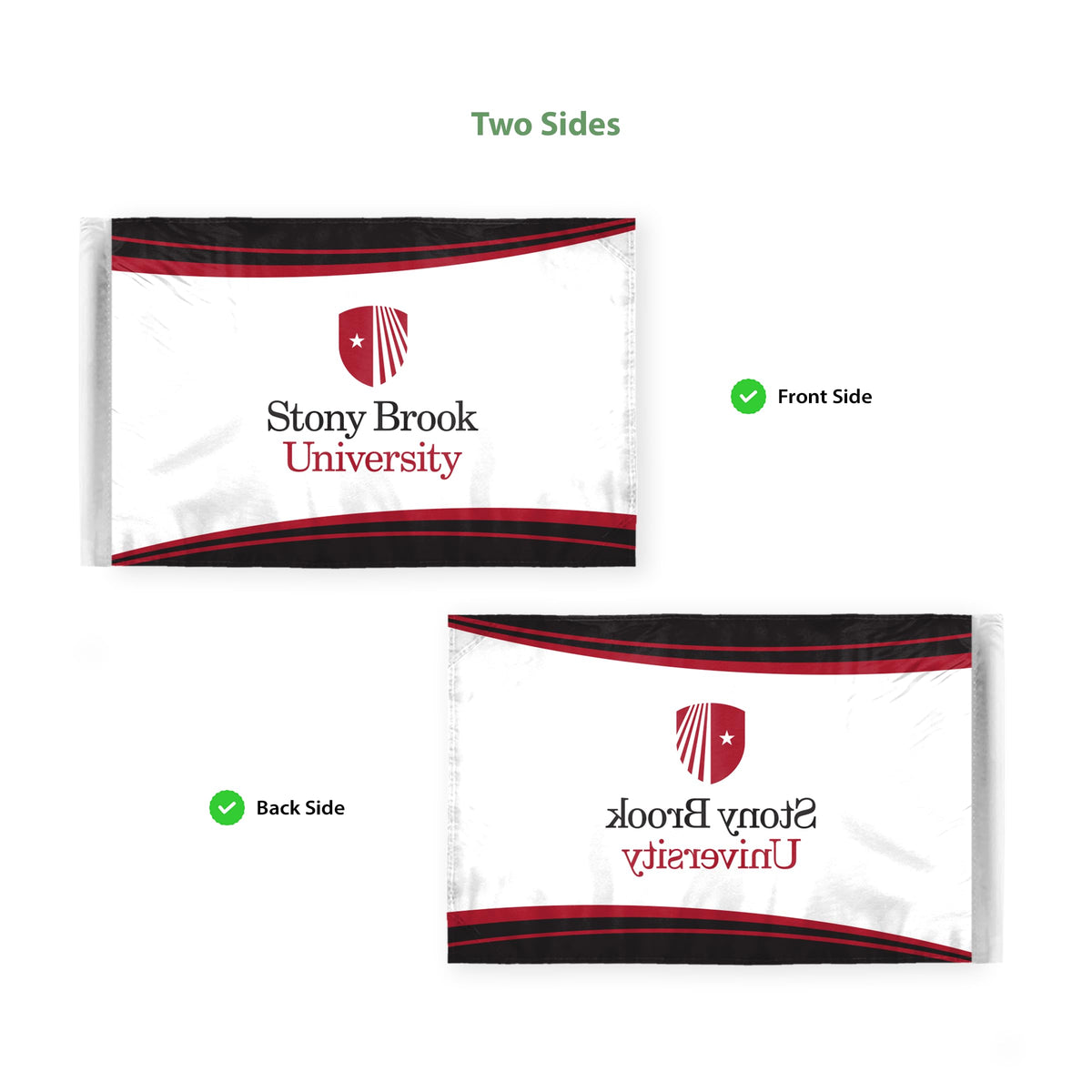 AGAS Stony Brook University Motorcycle Flag 6 x 9 inch – Single Sided Printed Polyester Stony Brook Seawolves Flag – Official NCAA SBU Product – Bike Mount with 0.75 inch Canvas Sleeve and Reinforced Stitching - Without Pole