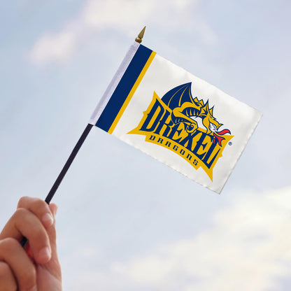 AGAS Drexel DU University flags on sticks with Plastic Base 4x6 inch Single-Reverse Printed Polyester - 4"x6" Dragons Handheld Stick Flags