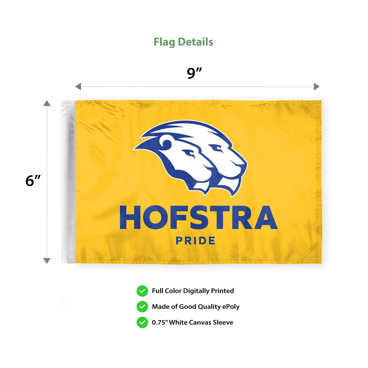 Hofstra University Motorcycle Flag 6 x 9 inch