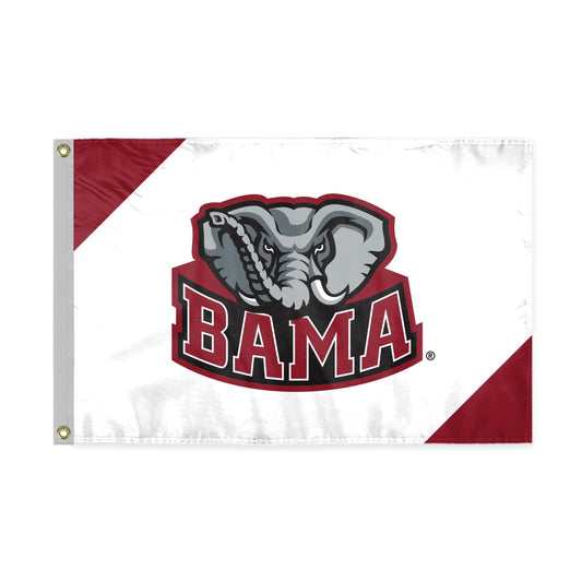 AGAS Alabama University Crimson Tide Bama Flag - 2 x 3 Feet Tide Banner, Indoor/Outdoor Durable Fabric, 100% Single-Sided Polyester NCAA Licensed Big Al Mascot Flags