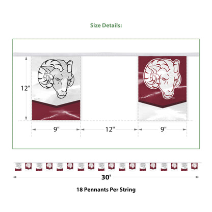 AGAS Fordham University Rectangle Pennant Banner String 9 x 12 inch – 30 ft Flags Fordham Rams Banner Bronx Built Design – Single Sided Printed 9 Mil Poly – Official NCAA Product – Fordham University Party Banner with 18 Pennants