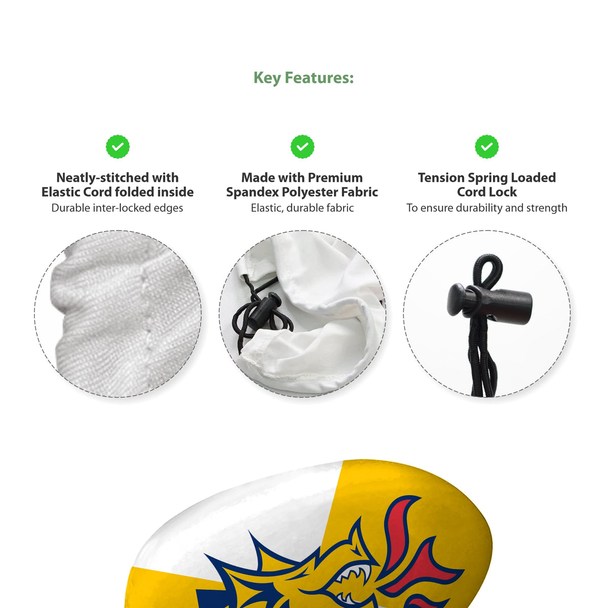 Drexel DU Dragons Car Mirror Covers with College Logo, Large- 4-Way Durable Stretchy Material Spandex Poly, Weather Resistant