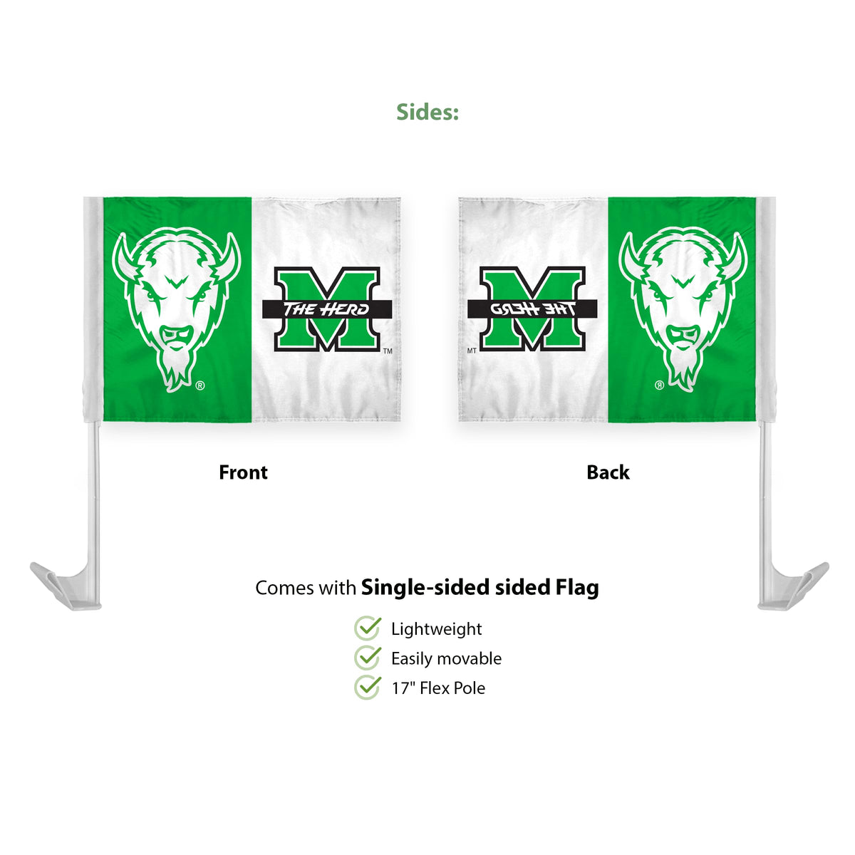 Marshall University Economy Car Flag 12 x 16 inch