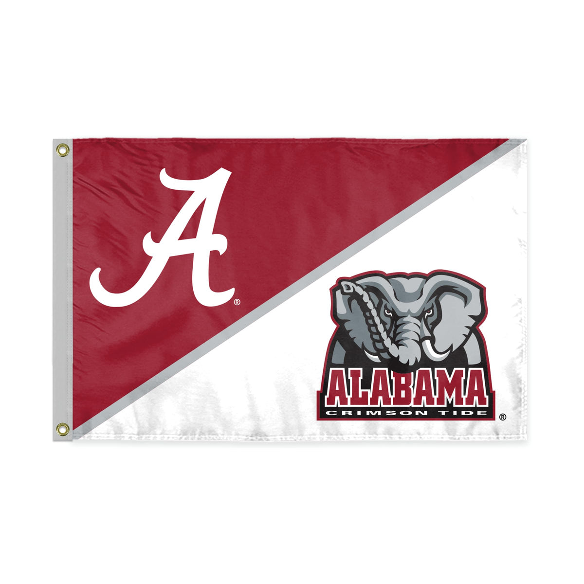 AGAS Alabama University A Logo Crimson Tide Small 2x3 Foot Flag Single-Reverse Printed Polyester with Brass Grommets - NCAA Licensed Bold Logo Indoor or Outdoor Wall Decor Flag for Room