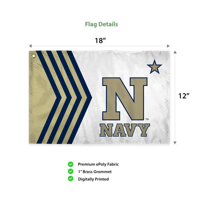 AGAS Navy Midshipmen Swirler Flag 12x18 Inch, USNA Merchandise, Single-Reverse Polyester, Built-in Plastic Handle Bar