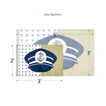 AGAS USNA Anchor Polyester Flag - 3' x 5' - For Outdoor Use - Single-Reverse Print with Brass Grommets - Authentic Navy Yard Flags