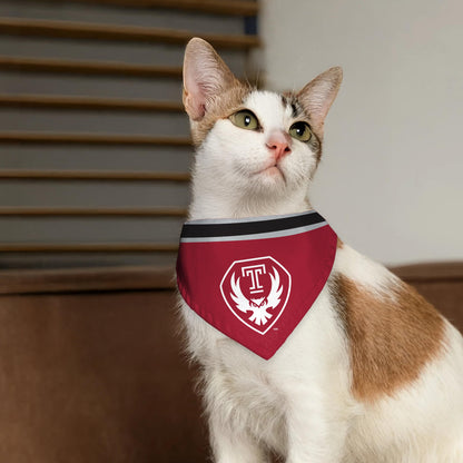 AGAS Temple Owls Logo Pet Bandana 9.75 x 6.5 inch – Single Sided Printed Polyester with Bleed Through – Officially Licensed NCAA Product – Temple University Pet Bandana - Collar Not Included