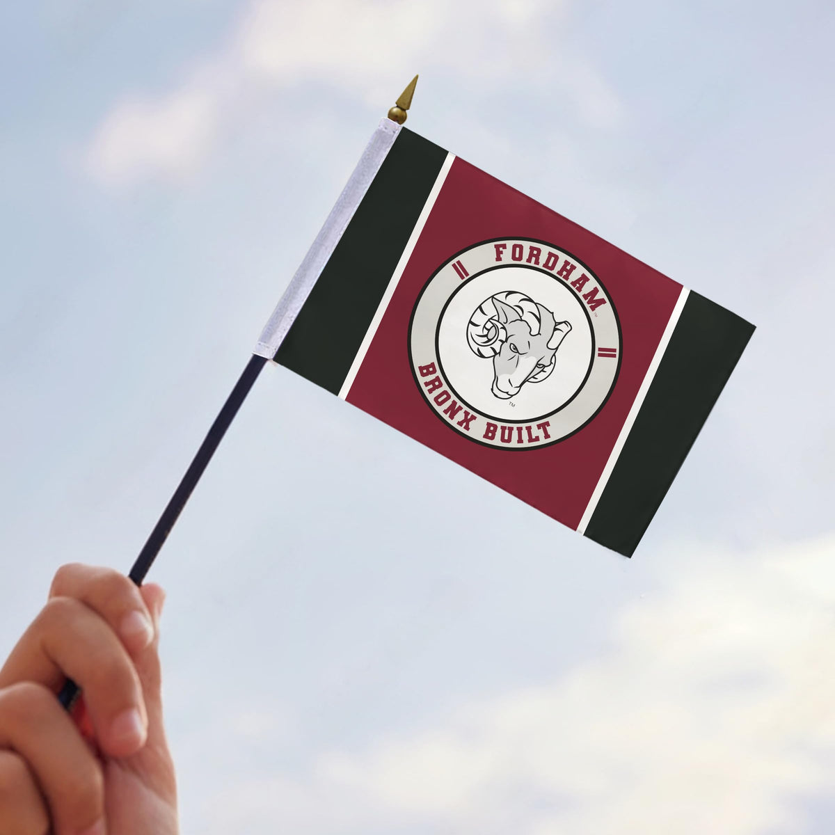 AGAS Fordham University Stick Flag 4 x 6 inch – Single Sided Printed Polyester Fordham Rams Flag Bronx Built Design – Official NCAA Product – Fordham University Desk Flag with 11 inch Plastic Pole and Black Base