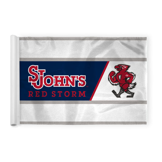 AGAS St. John's University Golf Flag 14 x 20 inch – Single Sided Printed Nylon SJU Red Storm Mascot Design – Official NCAA Red Storm Flag – Golf Display with Plastic Tube Insert and Reinforced Stitched Edges