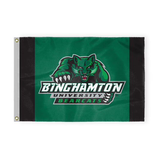 AGAS Binghamton University Flag 3 x 5 ft – Single Sided Printed Nylon BU Bearcats Mascot and Wordmark Design – Official NCAA Binghamton Bearcats Flag – Outdoor Display with Canvas Header, Brass Grommets and Reinforced Stitched Edges
