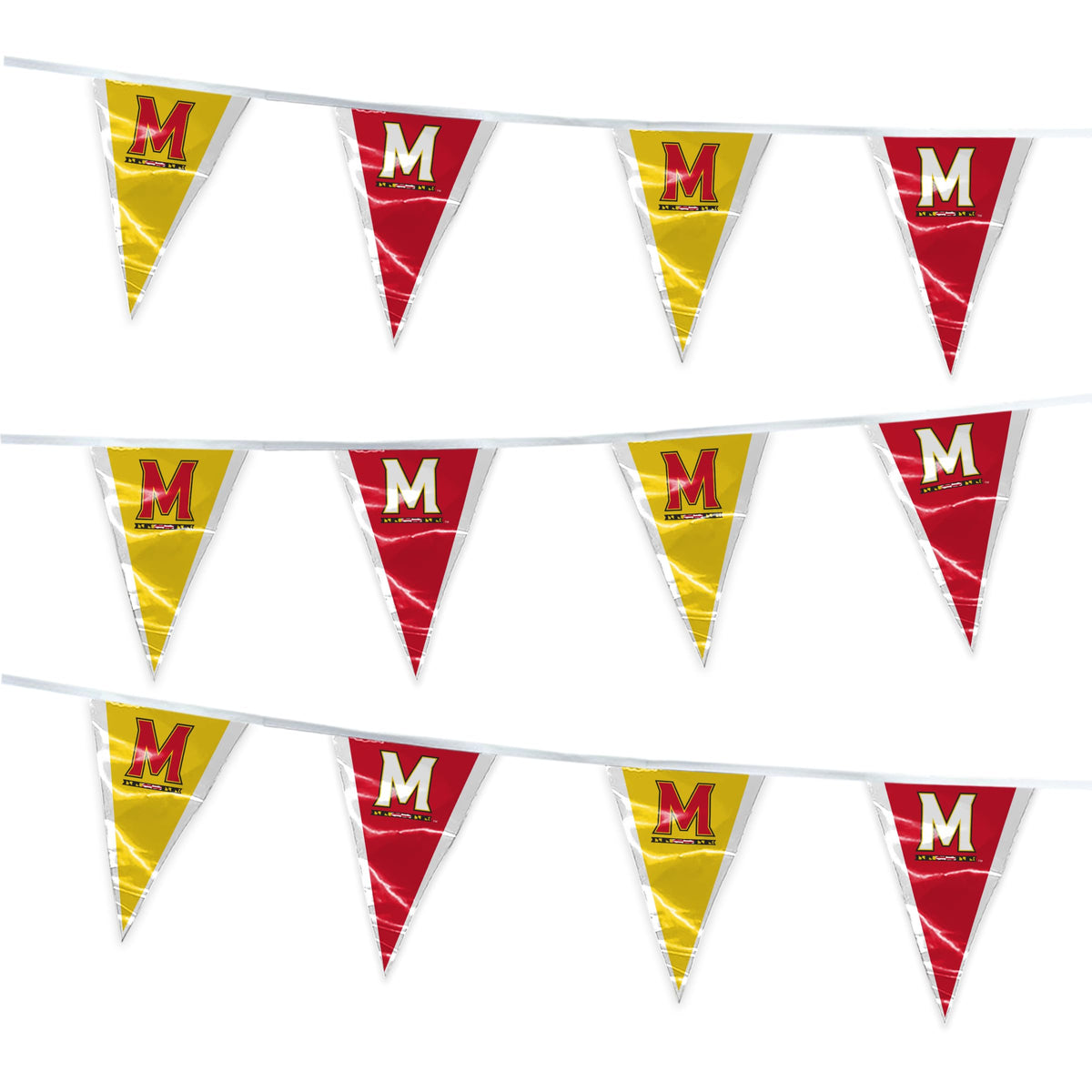 AGAS 15' Maryland UMD Terrapins Pennant Banner, Triangle Flag Bunting Party Decorations, Game Day, Dorms, College Party V-Shaped Streamers