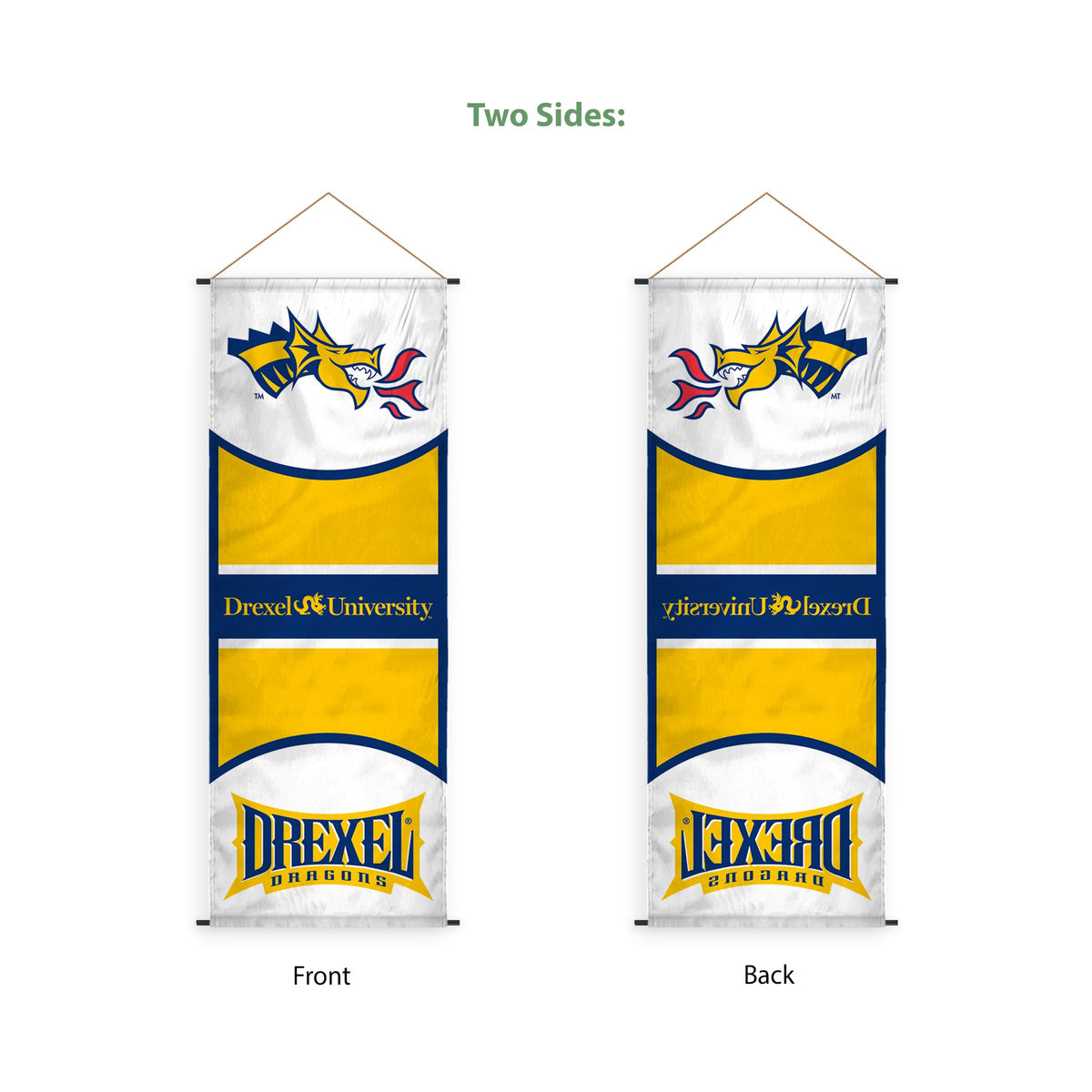 AGAS Drexel DU University Banner Scroll Sign 17.5" × 48" with Hanging Cord – Polyester Dragons Wall Banner
