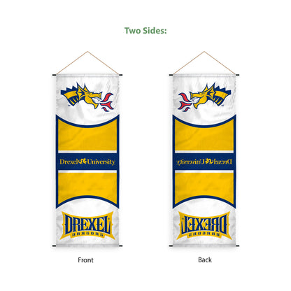 AGAS Drexel DU University Banner Scroll Sign 17.5" × 48" with Hanging Cord – Polyester Dragons Wall Banner