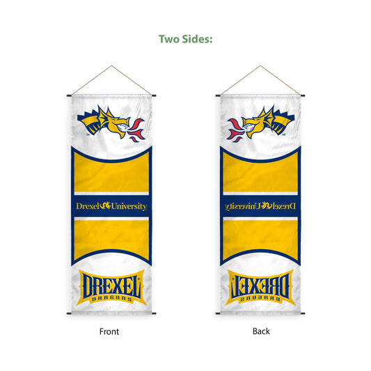 AGAS Drexel DU University Banner Scroll Sign 17.5" × 48" with Hanging Cord – Polyester Dragons Wall Banner
