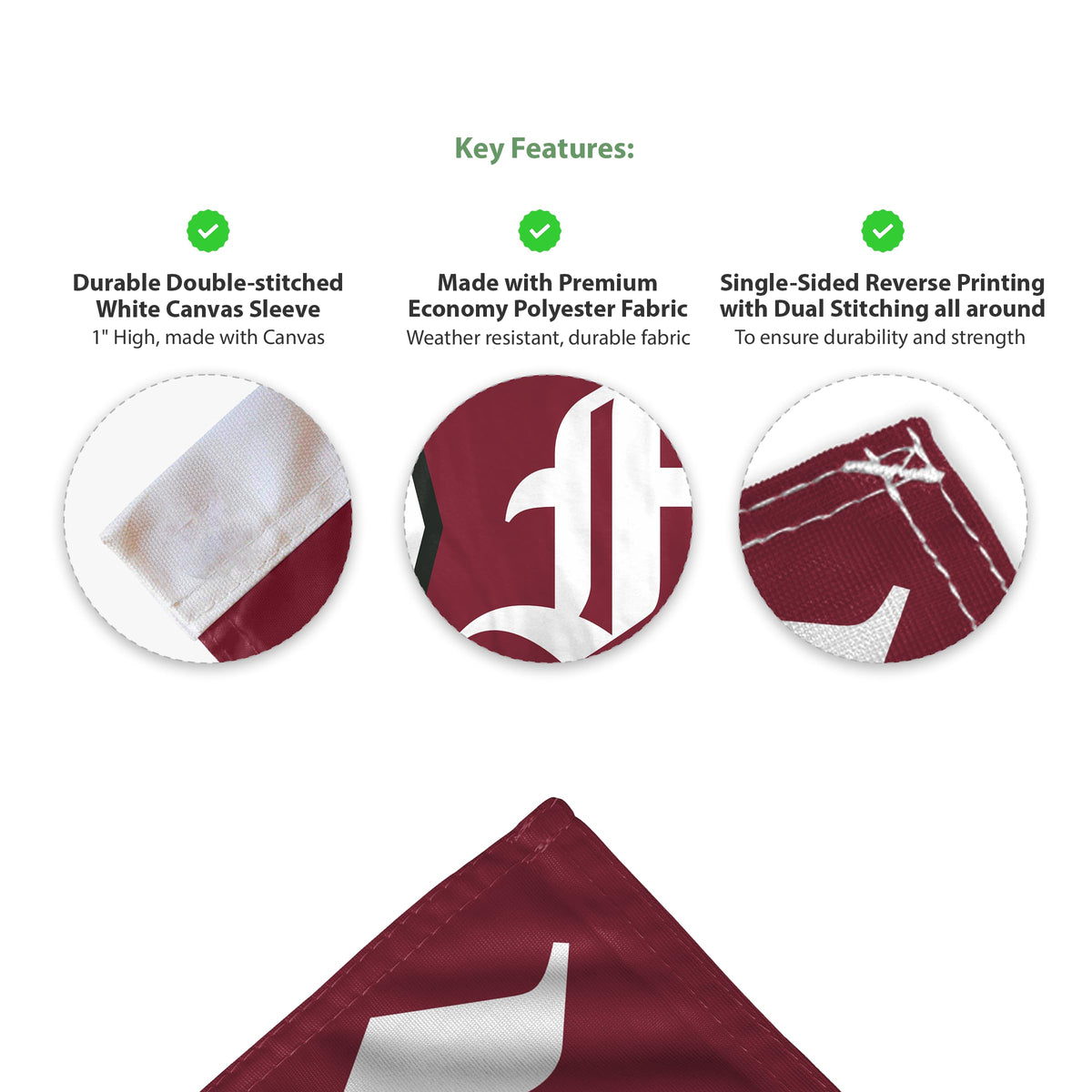 AGAS Fordham University Economy Car Flag 12 x 16 inch – Single Sided Printed Polyester Fordham Rams Flag with F Logo – Official NCAA Product – Fordham University Vehicle Flag with 17 inch Flex Pole and 1 inch Closed Top Sleeve