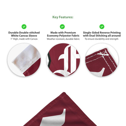 AGAS Fordham University Economy Car Flag 12 x 16 inch – Single Sided Printed Polyester Fordham Rams Flag with F Logo – Official NCAA Product – Fordham University Vehicle Flag with 17 inch Flex Pole and 1 inch Closed Top Sleeve