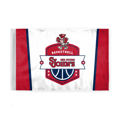 AGAS St. John's University Motorcycle Flag 6 x 9 inch – Single Sided Printed Polyester Basketball Shield Design – Official NCAA Red Storm Flag – Bike Mount with 0.75 inch Canvas Sleeve and Reinforced Stitching - Without Pole