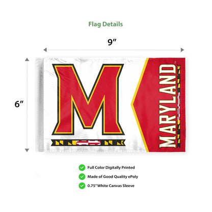 AGAS Maryland UMD Terrapins Motorcycle Flag 6 x 9 Polyester – 3/8" Pole Sleeve – Flag Only - Terrapins Bike Flags