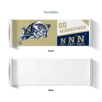 AGAS Go Navy Midshipmen Jumping Bill the Goar Mascot Retractable Scroll Banner - Naval Academy Rolla Banner